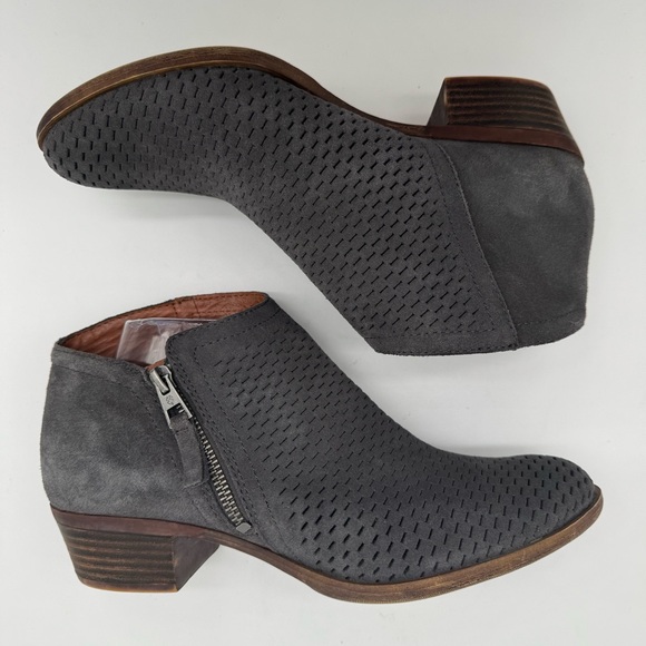 Lucky Brand Brielley Gray Suede Leather Perforated Ankle Bootie Size 9.5 M - Picture 5 of 11